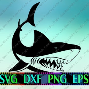 サメ SVG DXF EPS PNG ダウンロード、印刷可能、編集可能なベクター、レーザーカットまたは昇華に対応 | クリカット | シルエット | クリップ アート | デザイン
