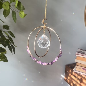 Amethyst Wrapped Orbiting Crystal Suncatcher