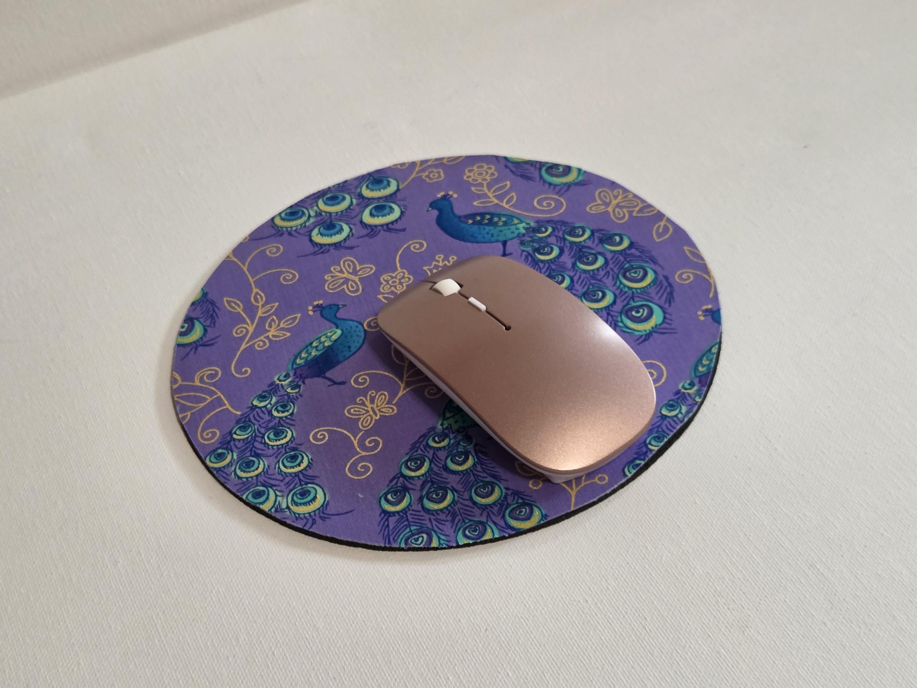 Cottage Core Computer Mouse Peacock Round Mouse Pad | Cottage Core Art Desk Accessory | Gift for ...