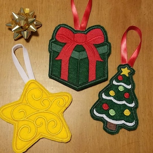 Whimsical Embroidered Christmas Ornaments / Gift Tags