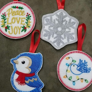 Elegant Embroidered Christmas Ornaments / Gift Tags