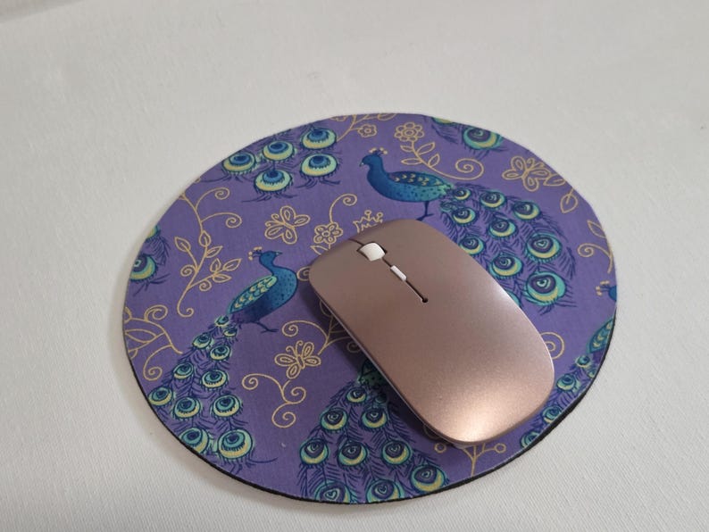 Cottage Core Computer Mouse Peacock Round Mouse Pad | Cottage Core Art Desk Accessory | Gift for ...