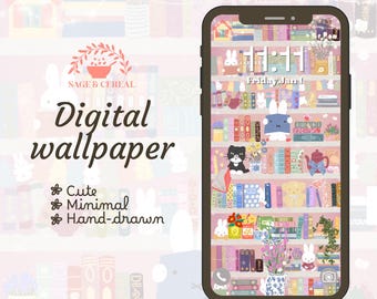 Miffy Bunny Phone Wallpaper: Minimalist Lock Screen (Digital Download) Book Lover's Dream