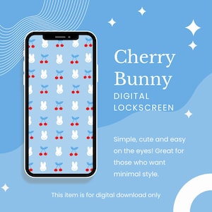 Fondo de pantalla para teléfono Cherry Bunny / Pantalla de bloqueo inspirada en Miffy (Descarga digital)