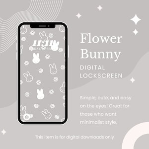Miffy Bunny Wallpaper: Minimalist Phone Lockscreen (Digital Download)