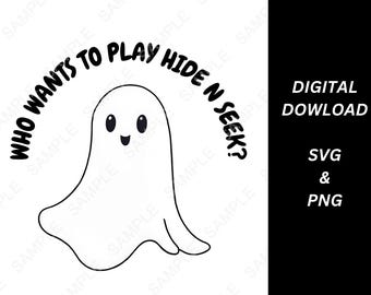Cute Ghost SVG PNG | Hide N Seek Halloween Design (Digital Download)