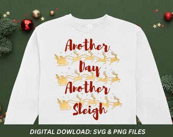 Funny Christmas Sleigh Design (SVG, PNG)