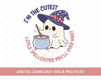 Cute Ghost Witch PNG SVG | Halloween Themed Sublimation (Digital Download)