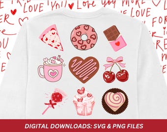 Valentine Sweets PNG SVG File: Coquette Candy, Desserts Design (Digital Download)