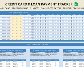Debt Payoff Tracker Google Sheets | Credit Card & Loan Payment (Printable)