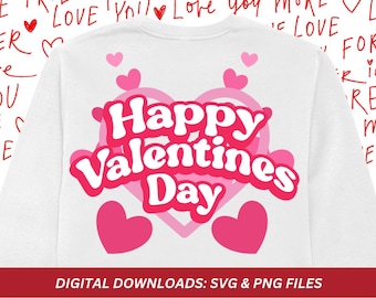 Retro Valentines Day PNG SVG File, Heart T-Shirt Design (Digital Download)