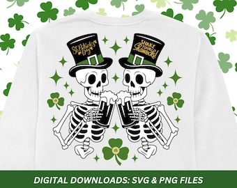 St Patricks Day Skeleton Beer T-Shirt Design (SVG & PNG)