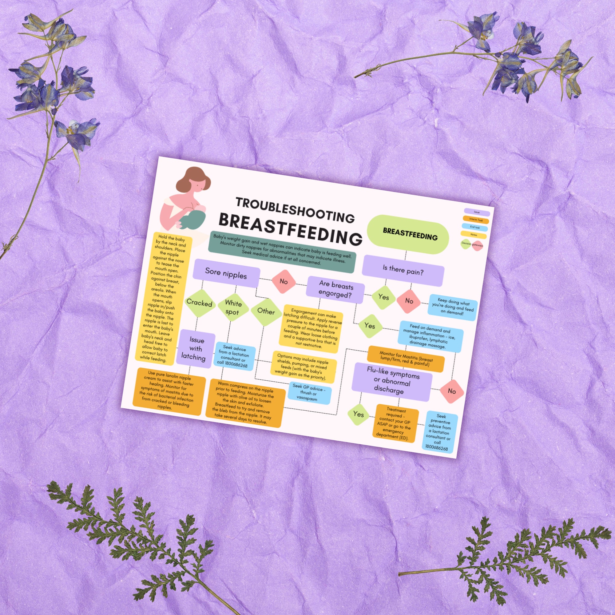 Breastfeeding Educational Printable PDF Handout New Mum, Doula ...