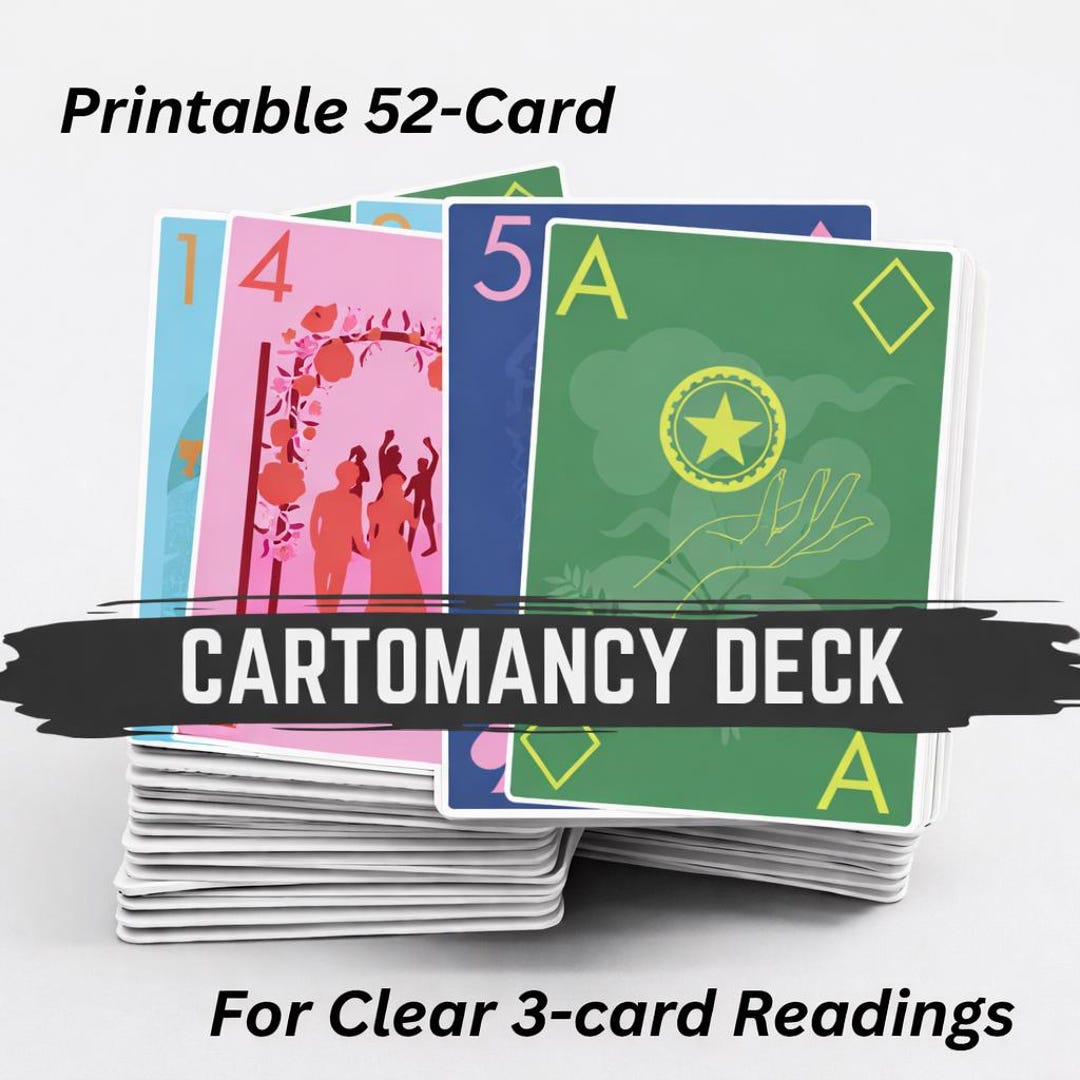 Minimalist Printable Cartomancy Deck – 52 Playing Cards for Divination ...