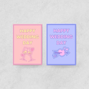 Tarjeta de boda imprimible: Feliz día de la boda, Diseño atrevido, colorido, moderno y moderno, Regalo de boda, Tarjeta de boda digital, Descarga instantánea