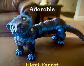 Flexi Ferrett Just Grab It and Give It a Wiggle Articulating Fidget Toy Poseable 3D Printed Art Animal Lover Home Decor Gift