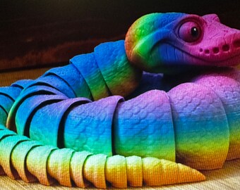 3D Printed Articulated Ball Python Fidget Toy Desk Stress Toy 3D Printed Gift Realistic Movement 30 Inches Long