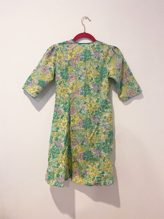 Green garden flower dress - 緑ドレス - Vintage 60's -… - image 4