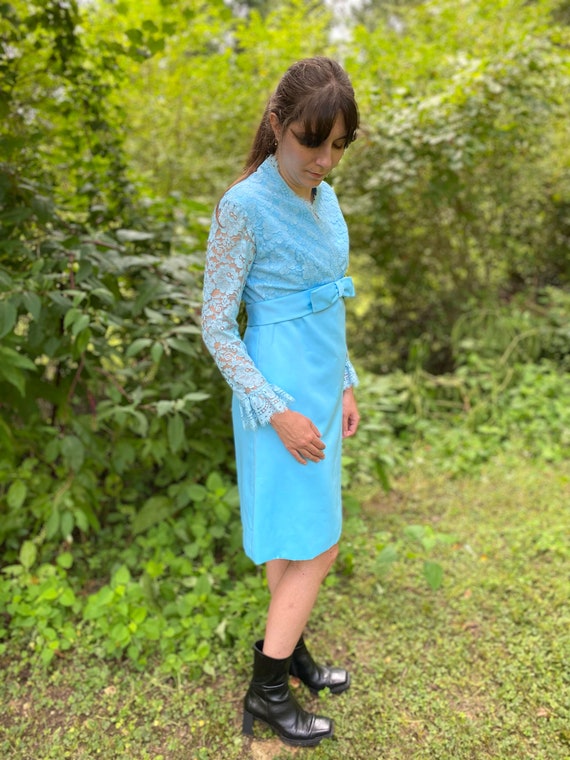 Baby blue lace dress - 青いドレス - Vintage 60’s - ヴィン… - image 3