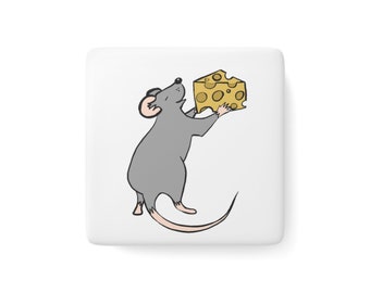 Mouse Twirl Porcelain Magnet, Square