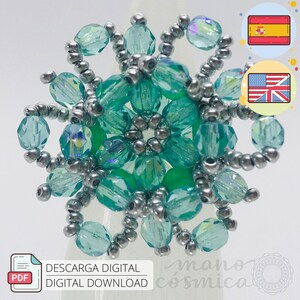 Beading Tutorial FLOWER PETALS RING (pdf) - D.I.Y. - Step by Step with text and photos - Spanish/English - Jewelry with seed beads/firepolish