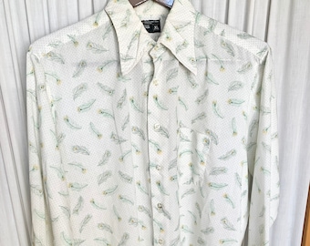 Vintage JCPenney long sleeve shirt with peacock feather designs