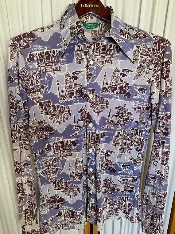 Vintage 1970’s DaVinci scene iii disco shirt