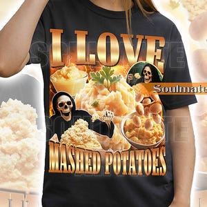 Camiseta «Me encanta el puré de patatas», Camiseta divertida de esqueleto, Sudadera con estampado de puré de patatas pirata, Sudadera con capucha hilarante, Camiseta gráfica unisex