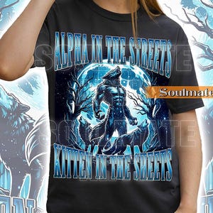 Koszulka Alpha In The Streets z Kotkiem w Prześcieradłach, Zabawna koszulka z Wilkołakiem, Bluza z Żartem z Podróbkami, Bluza z Kapturem z Wyciem do Księżyca, Koszulka z Grafiką Unisex