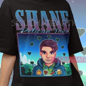 Stardew Valley Shane T-shirt, Stardew Valley karaktershirt, Food Spirit Valley trui, uniseks landbouw RPG videogame T-shirt