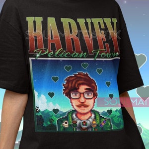 Stardw Valley Harvey T-shirt, Stardew Valley-personageshirt, Food Spirit Valley-trui, uniseks landbouw-RPG-videogame-T-shirt