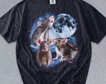 Three Rats Moon Shirt, Funny Rat Tshirt, Meme Joke Sewer Rat Sweatshirt, Hilarious Hoodie, Unisex Graphic Tee