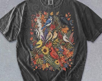 Cute Birds Retro Shirt Cottagecore Graphic TShirt Vintage Nature Bird Lover Sweatshirt Unisex Graphic 90s Tee
