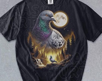 Pigeon Moon Shirt Retro Bird Lover TShirt Funny Bird Sweatshirt Pigeon Lover Gift Urban Bird Fan City Wildlife Graphic Tee