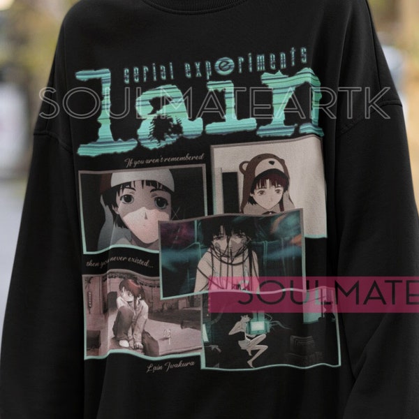 SERIAL EXPERIMENTS LAIN Sweatshirt, Anime 90s, Lain Vintage Sweater, Classic Lain Iwakura Sweater, Lain Fan Homeage Hoodie, Lain Tee