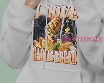 I Love Garlic Bread Shirt, Funny Skeleton Tshirt, Meme Joke - Main Image