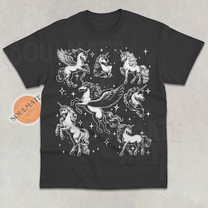 Retro Tattoo Einhorn Shirt, Einhorn Tier Vintage Tshirt, süßes Mythic Creature Sweatshirt, süßer Hoodie, Unisex 90er Jahre Tee