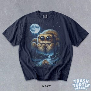 Jumping Spider Moon Shirt Vintage Arachnid Creature Graphic TShirt Full Moon Sweatshirt Retro Gift 90s Tee image 4
