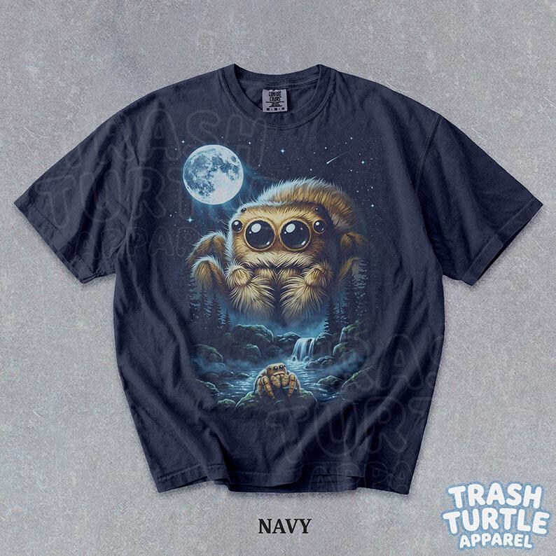 Jumping Spider Moon Shirt Vintage Arachnid Creature Graphic TShirt Full Moon Sweatshirt Retro Gift 90s Tee image 4