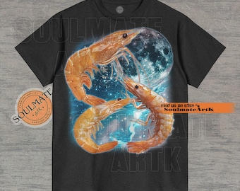 Three Shrimp Shirt, Funny Moon Tshirt, Shrimp Sea Lover Sweatshirt, Hilarious Hoodie, Unisex Graphic 90s Tee