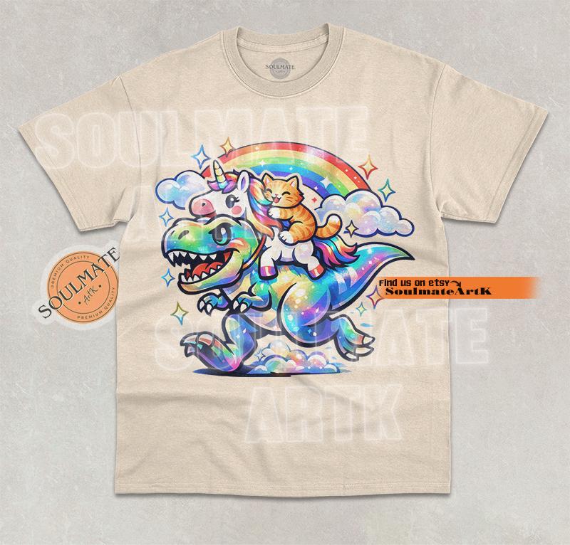 Cat Unicorn Dinosaur Shirt, Funny Cute Animals Tshirt, Meme Kitten Joke Sweatshirt, Unicorn Hoodie, Unisex Graphic Tee