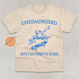 Camiseta &quot;No diagnosticado pero estoy bastante seguro&quot;, camiseta divertida de rana patinando, sudadera de broma &quot;No diagnosticado&quot;, sudadera con capucha de rana meme, camiseta gráfica unisex