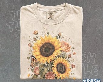 Sunflower Retro Shirt Vintage 90s Floral TShirt Flower Gardening Lover Sweatshirt Cute Summer Sunflower Graphic Tee