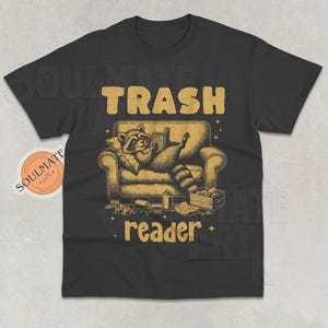 Trash Reader Shirt, Retro Raccoon Tshirt, Vintage Funny Opossum Sweatshirt, Possum Bookworm Hoodie, Unisex Aesthetic Bookish Tee