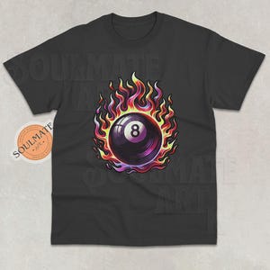 Vintage 8 Ball Graphic Shirt, Retro Billard Tshirt, Fiery Funny Sweatshirt, Cute Hoodie, Unisex 90s Billard Tee