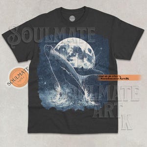 Retro Whale Midnight Shirt, Whale Moon Meme Tshirt, Funny Whale Sweatshirt, Whale Lovers Hoodie, Unisex Graphic 90s Tee