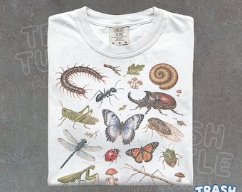 Bugs Shirt Retro Insect Lover TShirt Centipede Ant Mantis TShirt Tattoo Style Sweatshirt Vintage Entomology 90s Tee