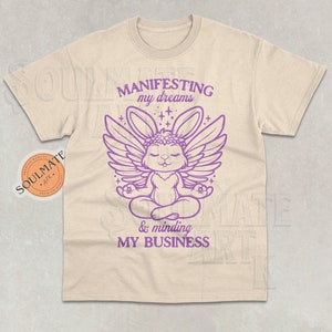 Manifesting Dreams Shirt, Minding My Business Tshirt, Positive Vibes Sweatshirt, Retro Y2K Bunny Hoodie, Unisex 90s Gift Tee