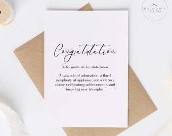 Congratulations Definition, Bespoke Card, Congratulation Card for New Baby Boy, New Job Greeting Card, Proud of You Son On Graduating Card