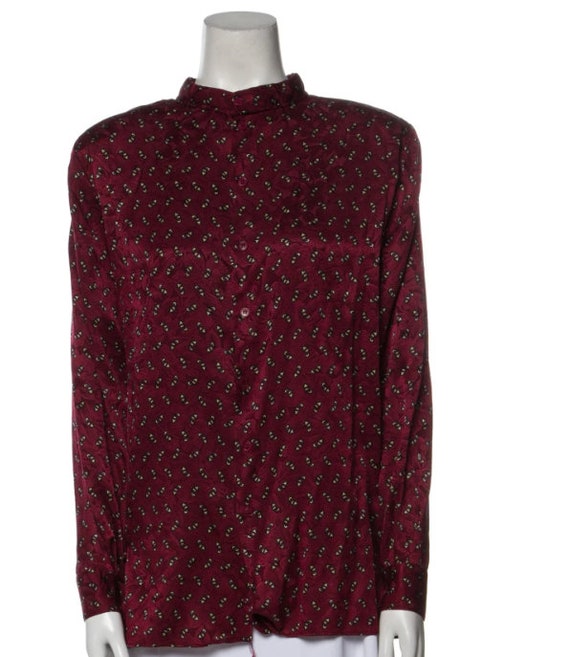 Giorgio Armani Silk Blouse Vintage, Burgundy Silk… - image 1